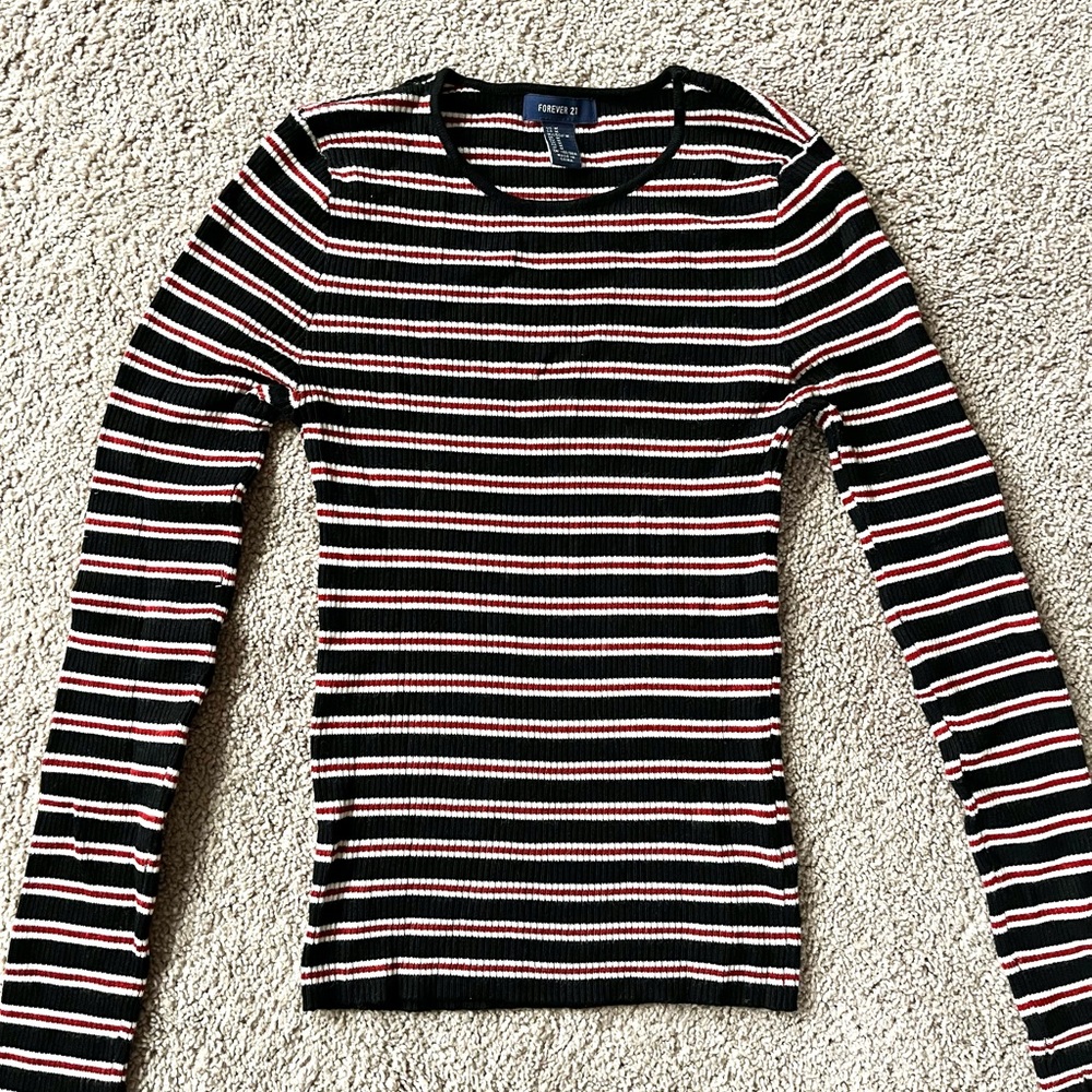 Striped Ribbed Long Sleeve Academia Sweater